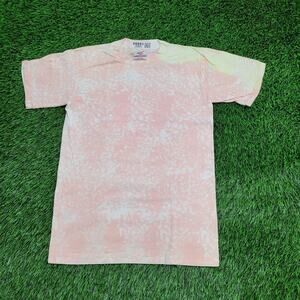 VTG 90s Pink and Yellow Bleached Tie-Dye T-Shirt Mens XS Pastel Single-Stitch